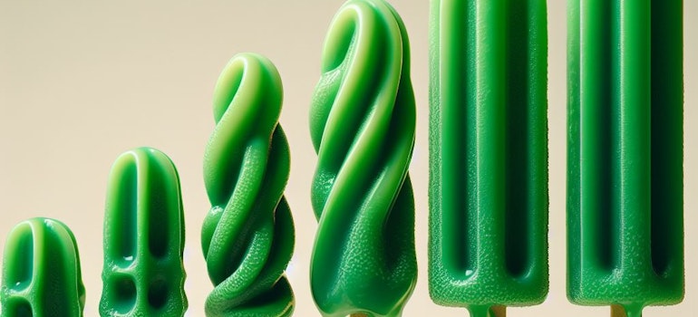 Gröna isglassar i olika former
